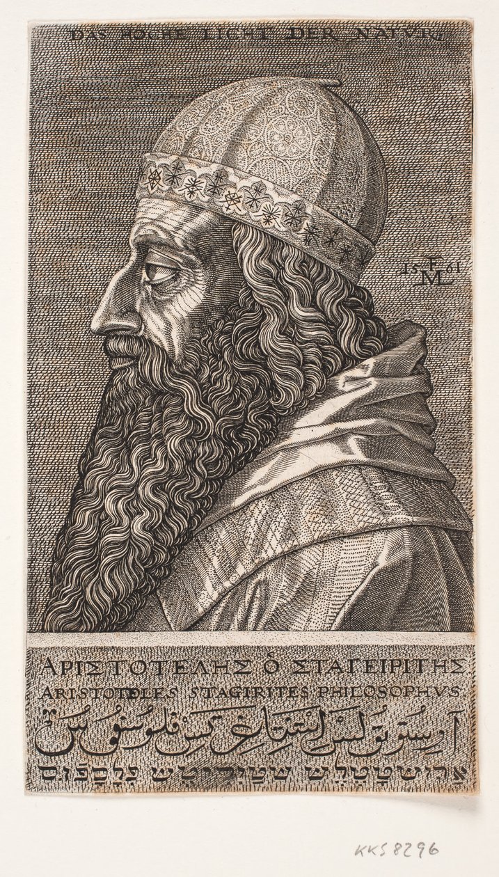 Aristoteles, halvlængde portræt, profil mod venstre af Melchior Lorck