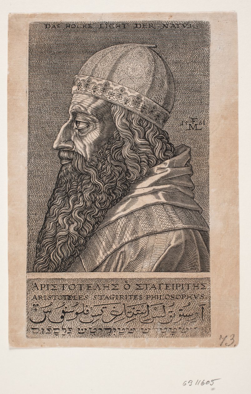Aristoteles, halvlængde portræt, profil mod venstre af Melchior Lorck