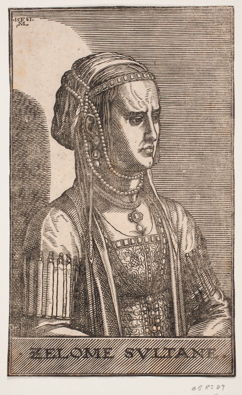 Sultaninde Portræt, halv profil mod h.: SELOME SULTANE af Melchior Lorck