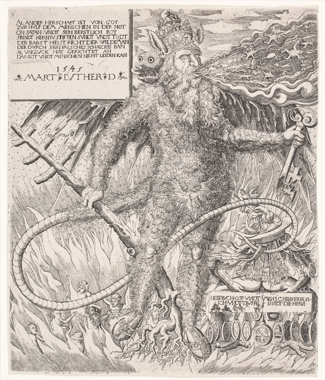 Paven som en vild. Satirisk allegori af Melchior Lorck