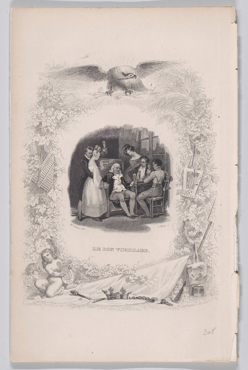 Den gode gamle mand fra Bérangers sange, 1829. af Melchior Peronard