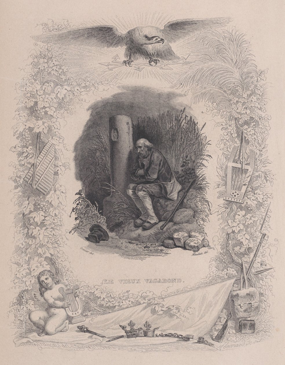 Den gamle Vagabond, fra The Complete Works of Béranger, 1829. af Melchior Peronard