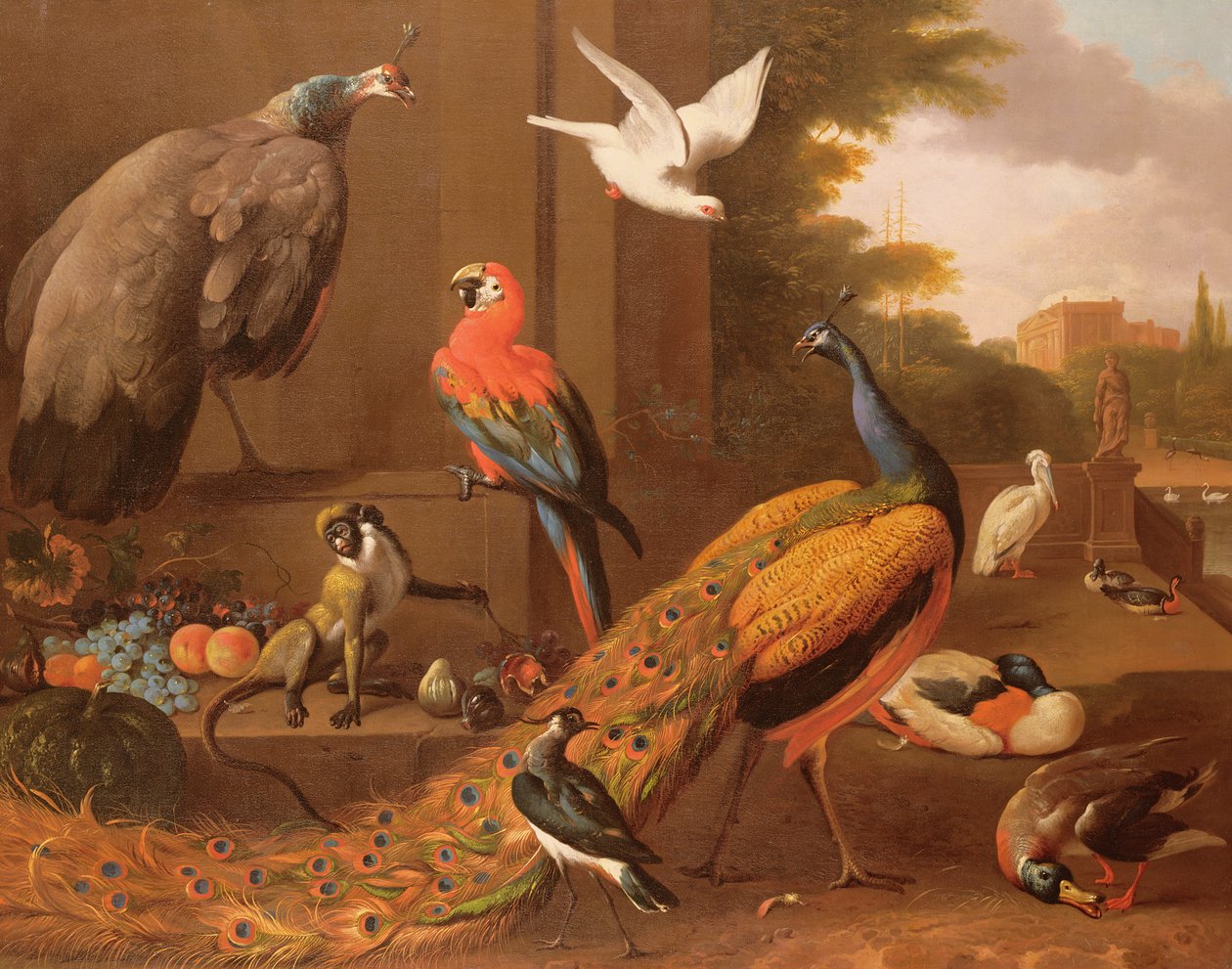 Fugle i et landskab af Melchior de Hondecoeter