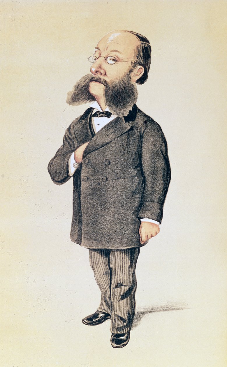 Paul Julius Reuter, tegneserie fra Vanity Fair, 1872 farve litho af Melchiorre Delfico