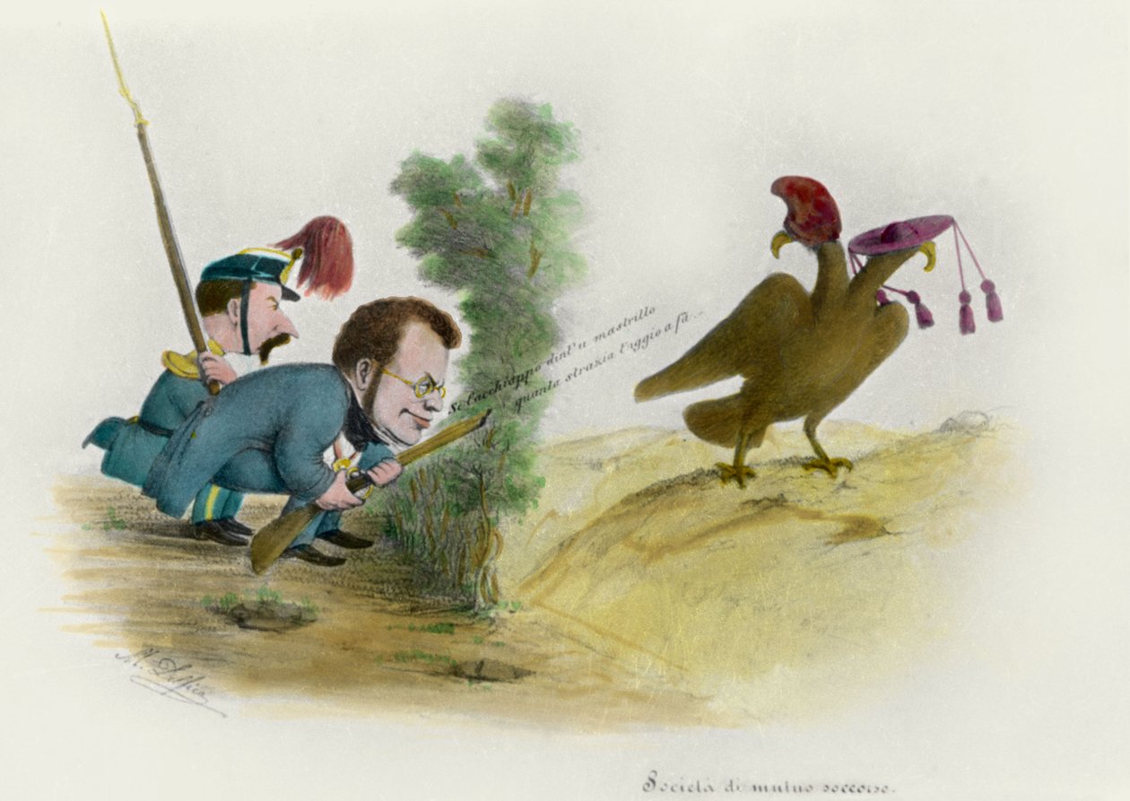Det romerske spørgsmål: greve af Cavour karikatur, ca. 1860 af Melchiorre Delfico