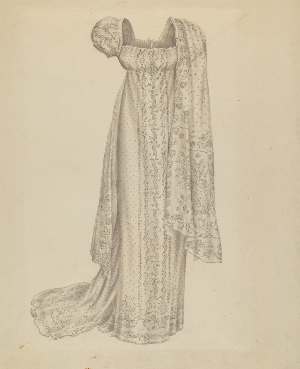 Brudekjole med tørklæde, ca. 1939. af Melita Hofmann