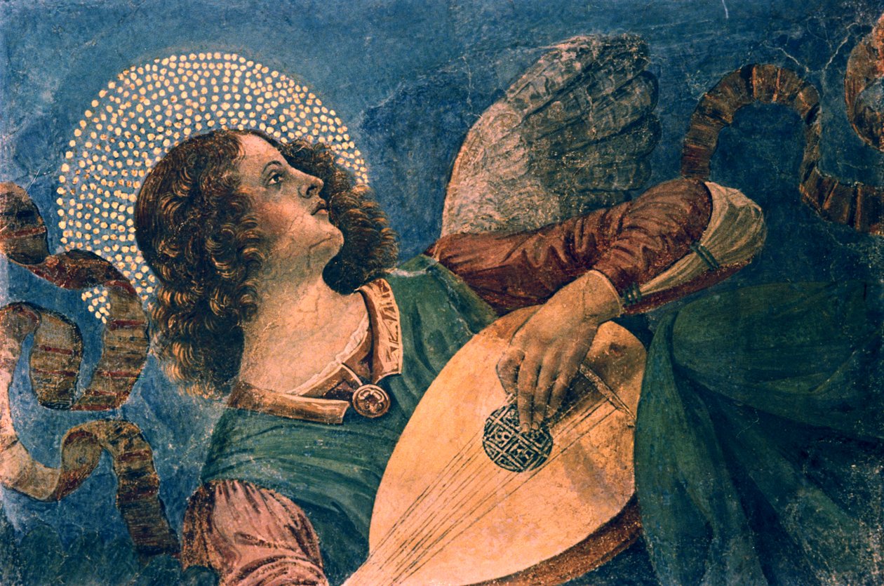 En engel, der spiller lut, 1400-tallet af Melozzo da Forli