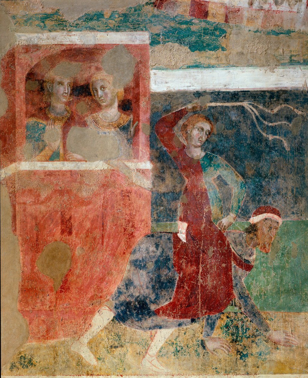 Op- og nedture i en ung mands indvielser i kærlighedens mysterier, detaljer, tidligt i det 14. århundrede (fresco) af Memmo di Filippuccio