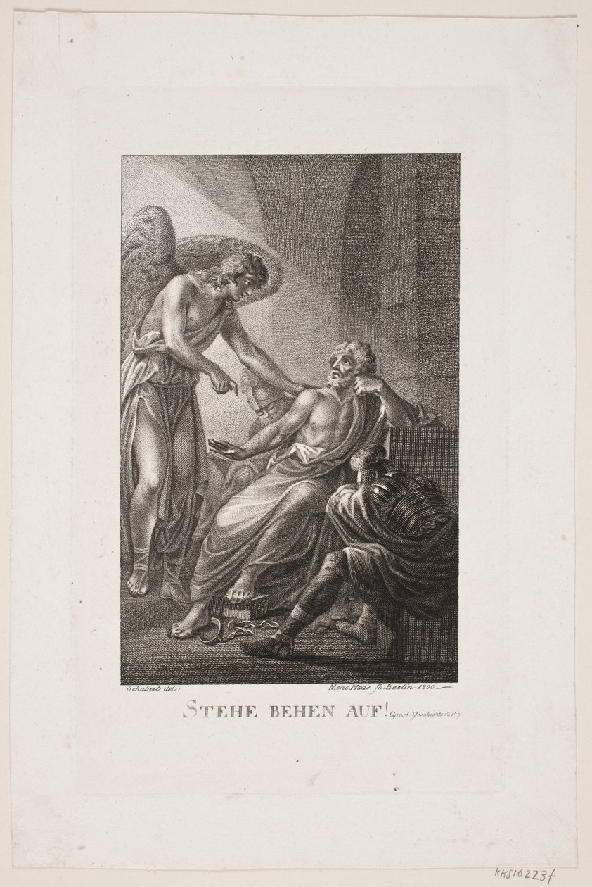 Illustration til Apostlenes Gerninger, 12. vers af Meno Haas
