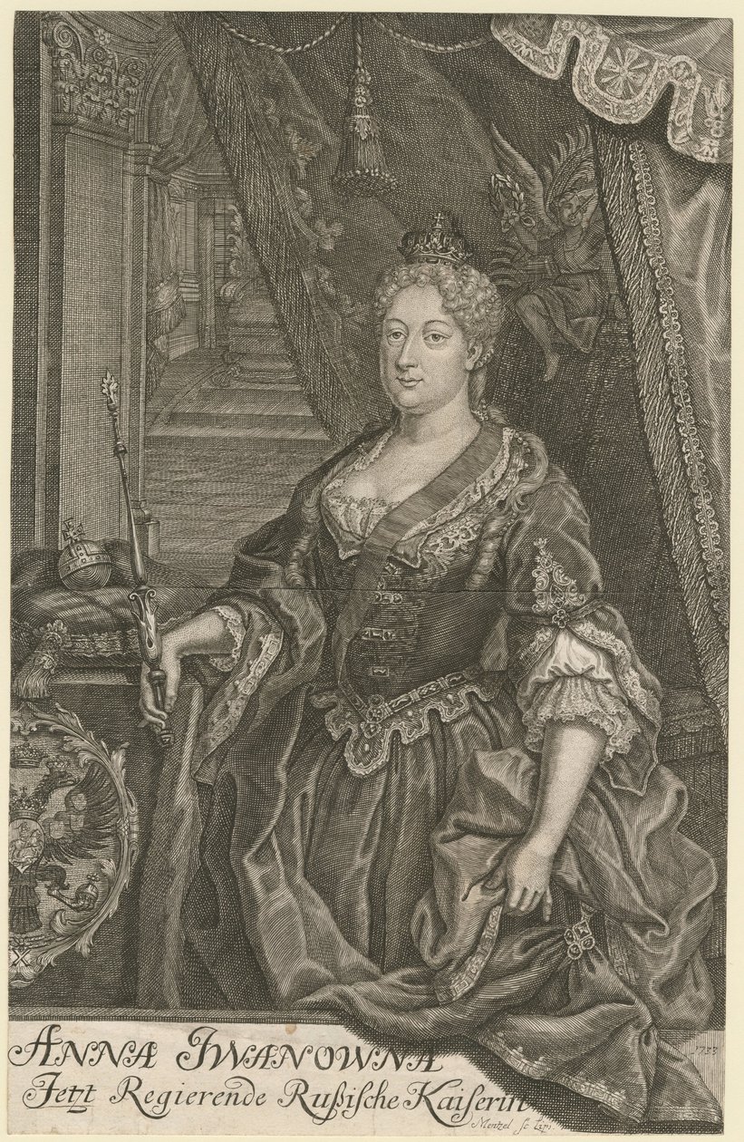 Portræt af kejserinde Anna Ioannovna 1693-1740, 1733 af Mentzel