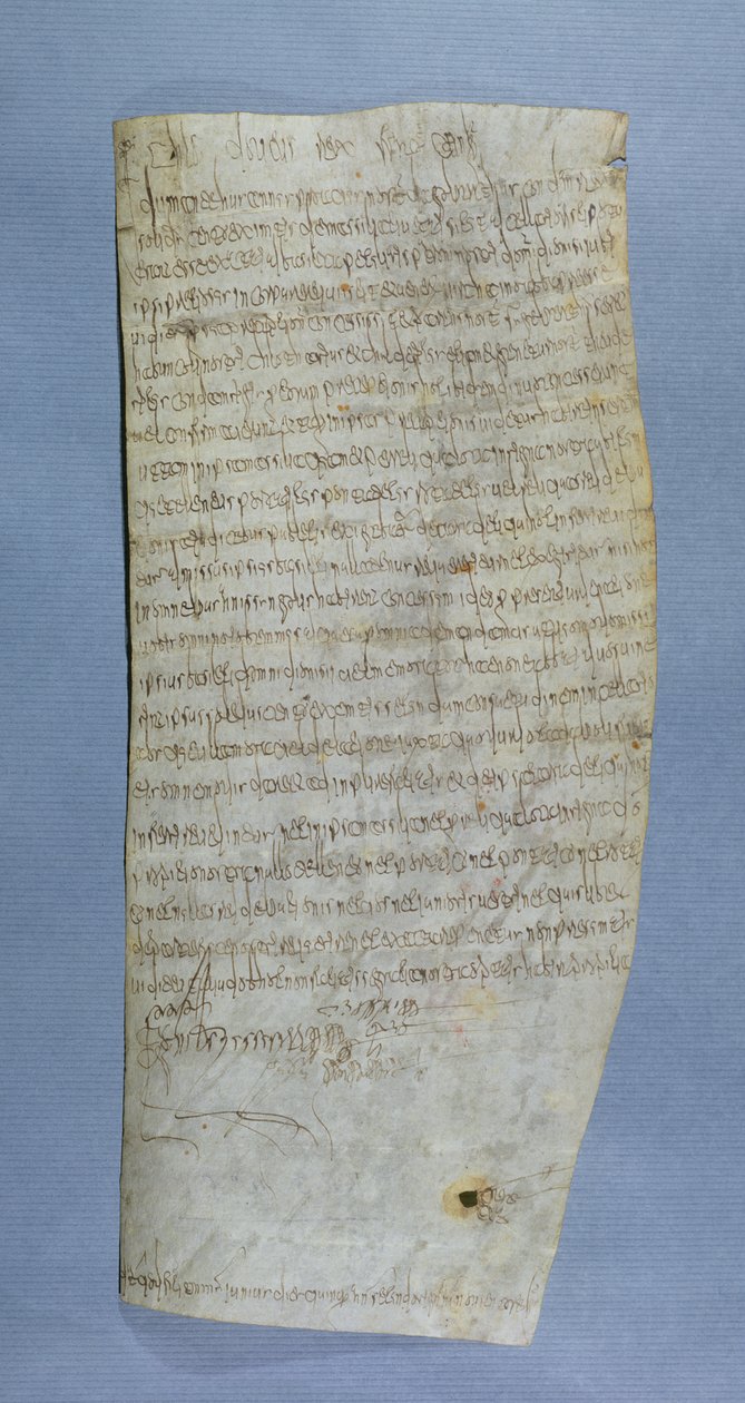 Privilegium Clovis III (682-695) givet til klosteret Saint-Denis, 691 (pen og blæk på pergament) af Merovingian