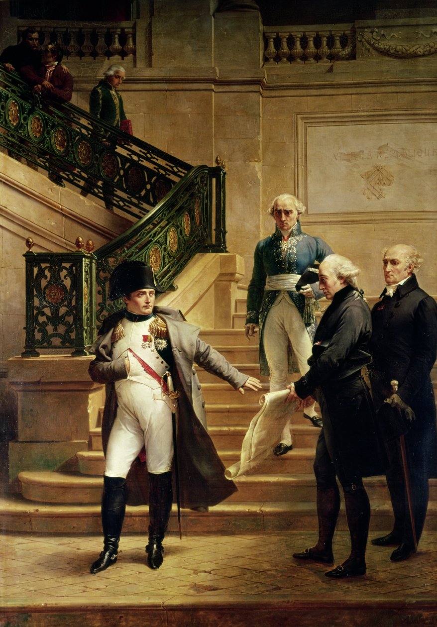 Napoleon I (1769-1821) i Palais Royal modtaget af præsidenten for domstolen og nægtede Perciers eller Fontaines planer, 1807 af Merry Joseph Blondel