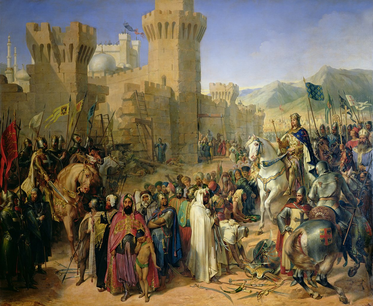 Ptolemais givet til Philip Augustus (1165-1223) og Richard Løvehjerte (1157-99) 13. juli 1191 af Merry Joseph Blondel