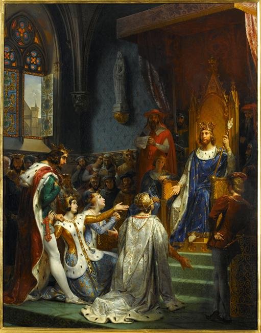 Kong John II den Gode modtager på Louvre indsendelsen af ​​Karl II den Dårlige, konge af Navarra, 1354n af Merry Joseph Blondel