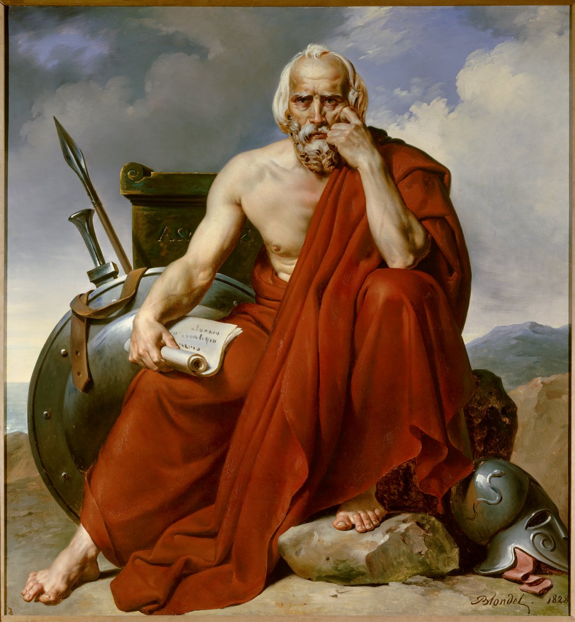 Portræt af Lycurgue (Lykourgos) lovgiver i Sparta. Maleri af Merry Joseph Blondel (1781-1853) af Merry Joseph Blondel