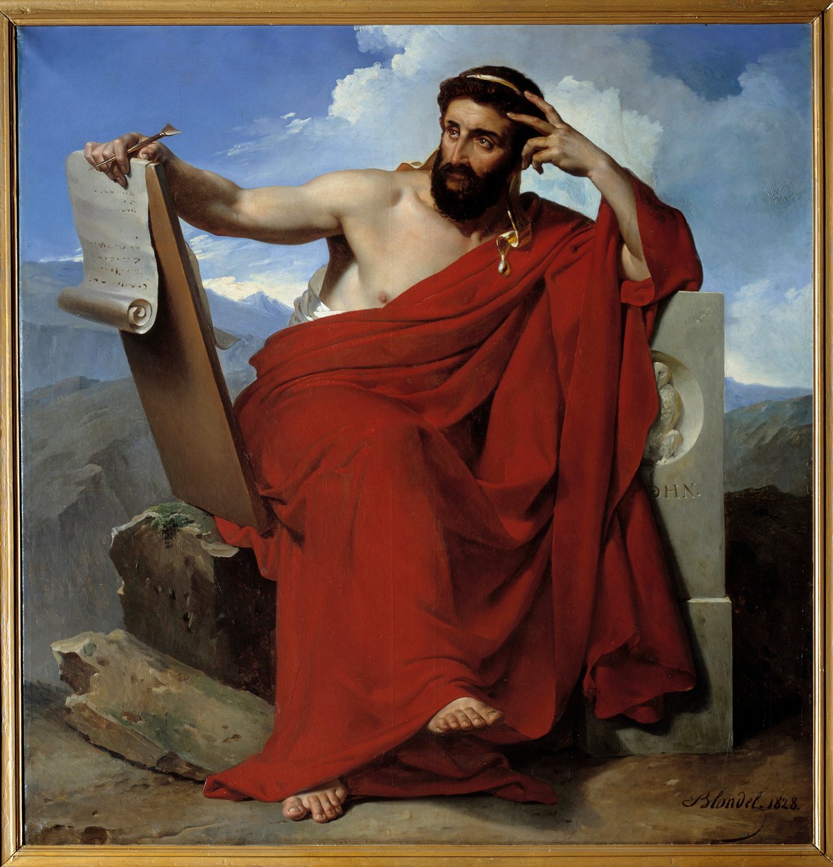 Portræt af Solon lovgiver og digter af Athen (ca. 640-ca. 588 f.Kr.) Maleri af Merry Joseph Blondel (1781-1853) 1828 Amiens, Musee de Picardie - Portræt af digteren og lovgiveren Solon af Athen (ca. 640-c. 588 f.Kr.). Maleri af Merry Joseph Blondel af Merry Joseph Blondel