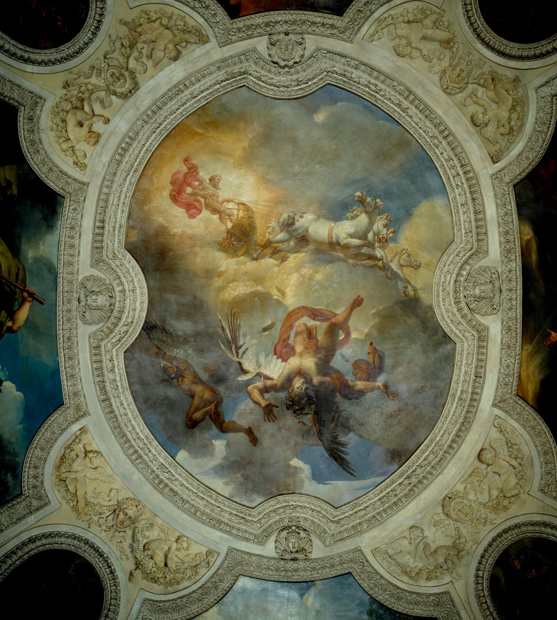 The Fall of icarus - Solen. Ikaros fald. Midten af loftet i vestibulen i Apollons galleri. Maleri af Merry Joseph Blondel (1781-1853) af Merry Joseph Blondel
