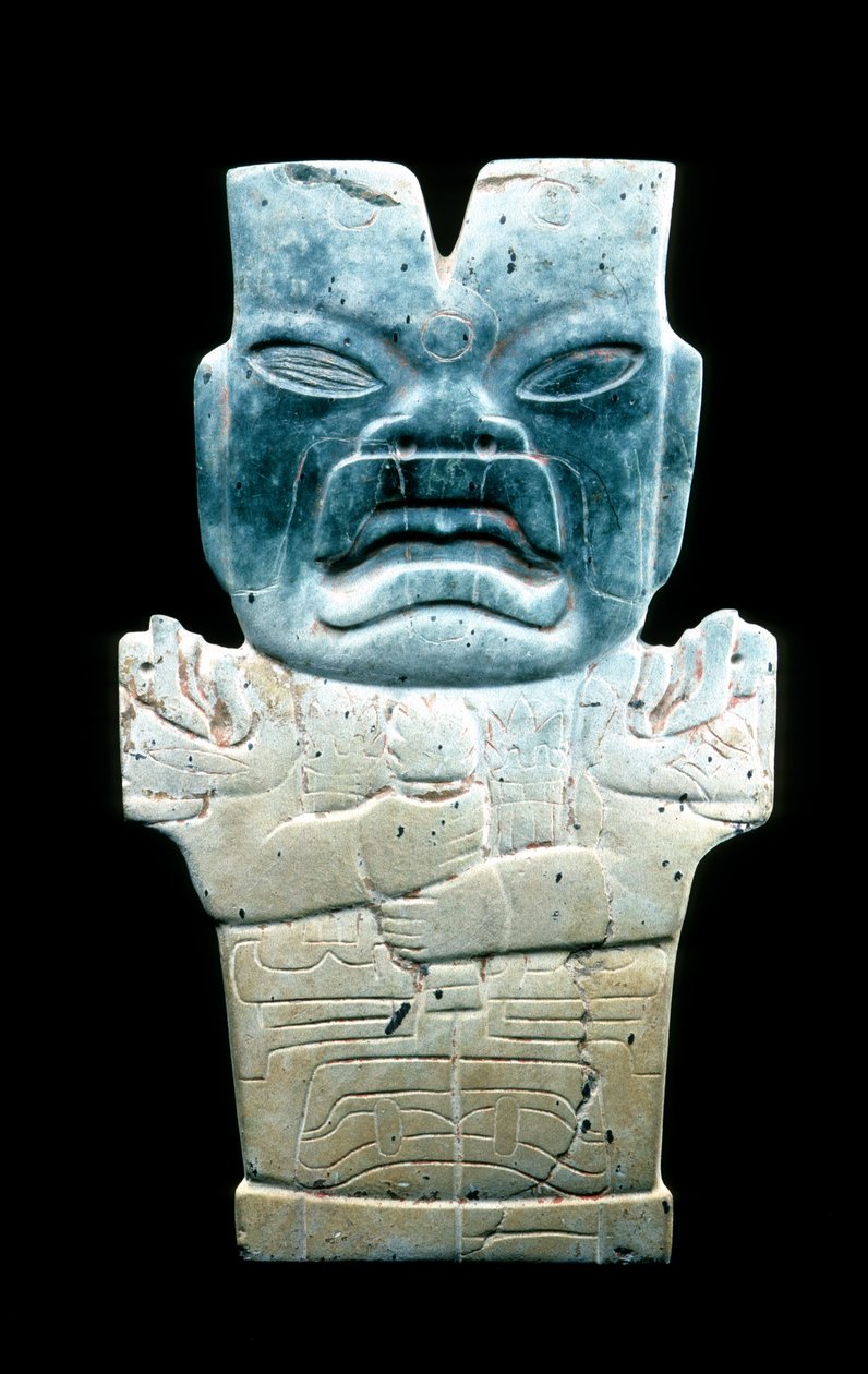 Antropomorfisk plak, muligvis Ildslangen, præcolumbiansk, 800-400 f.Kr. (slang og cinnober) af Mesoamerican Mesoamerican