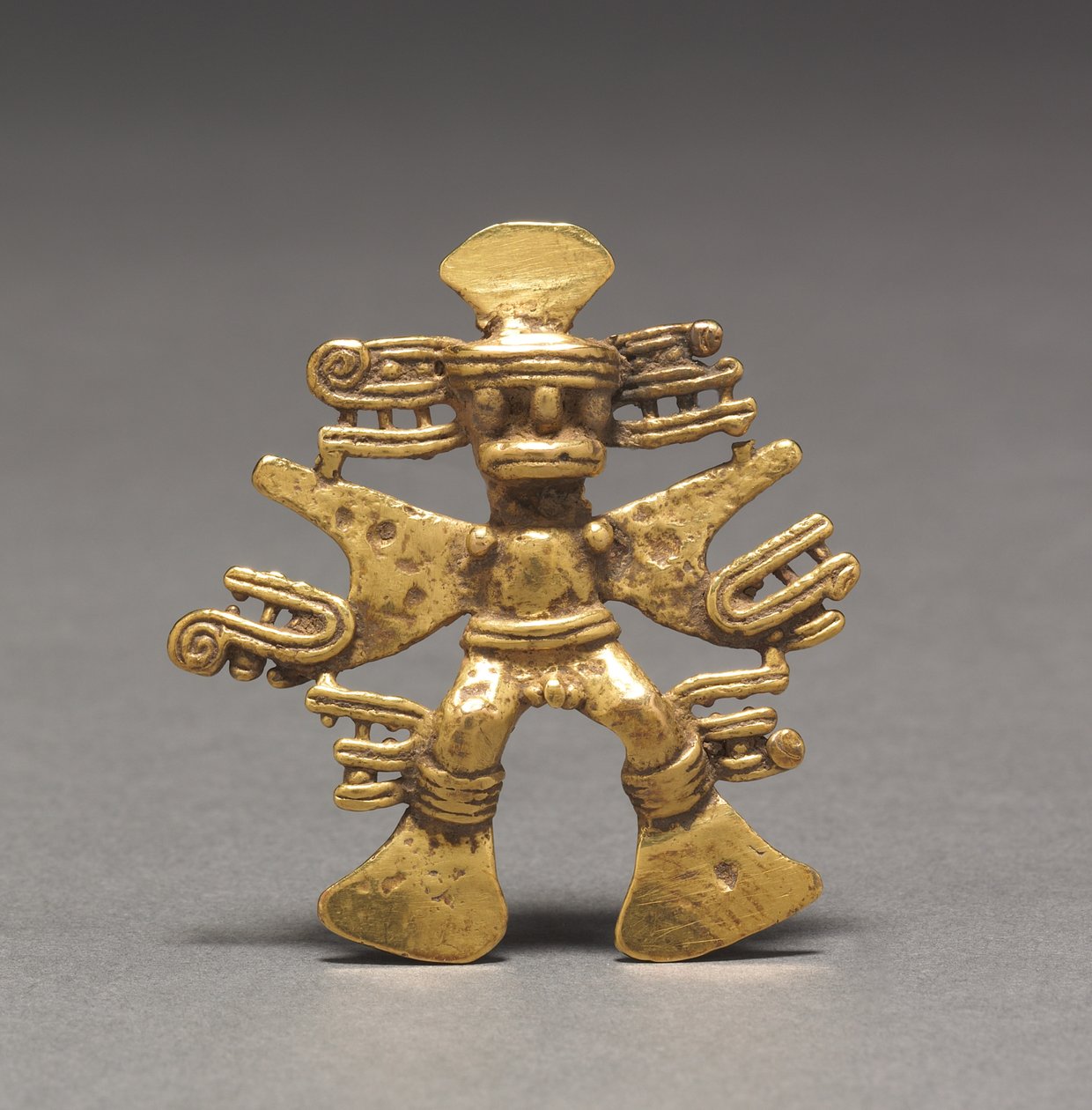 Figur vedhæng, ca. 700-1550 (støbt og hamret guld) af Mesoamerican Mesoamerican