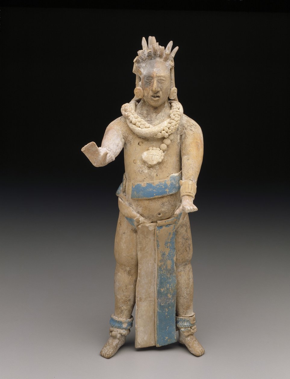 Figur: stående mand, sen klassisk periode, 650-900 e.Kr. (keramik og maling) af Mesoamerican Mesoamerican