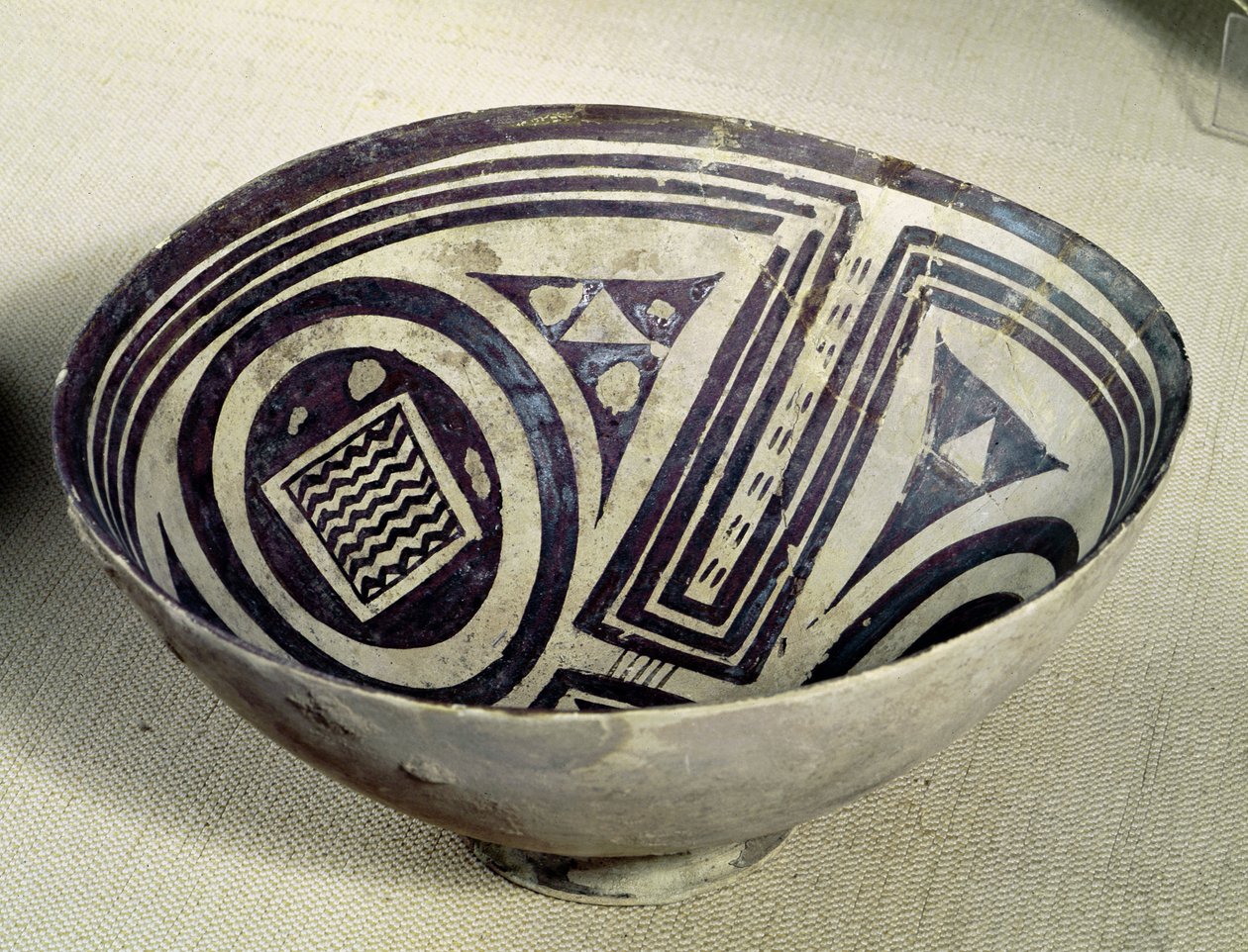 Skål dekoreret med et geometrisk mønster, Style I, fra Susa, Iran, 3100-3000 f.Kr. (terracotta) af Mesopotamian