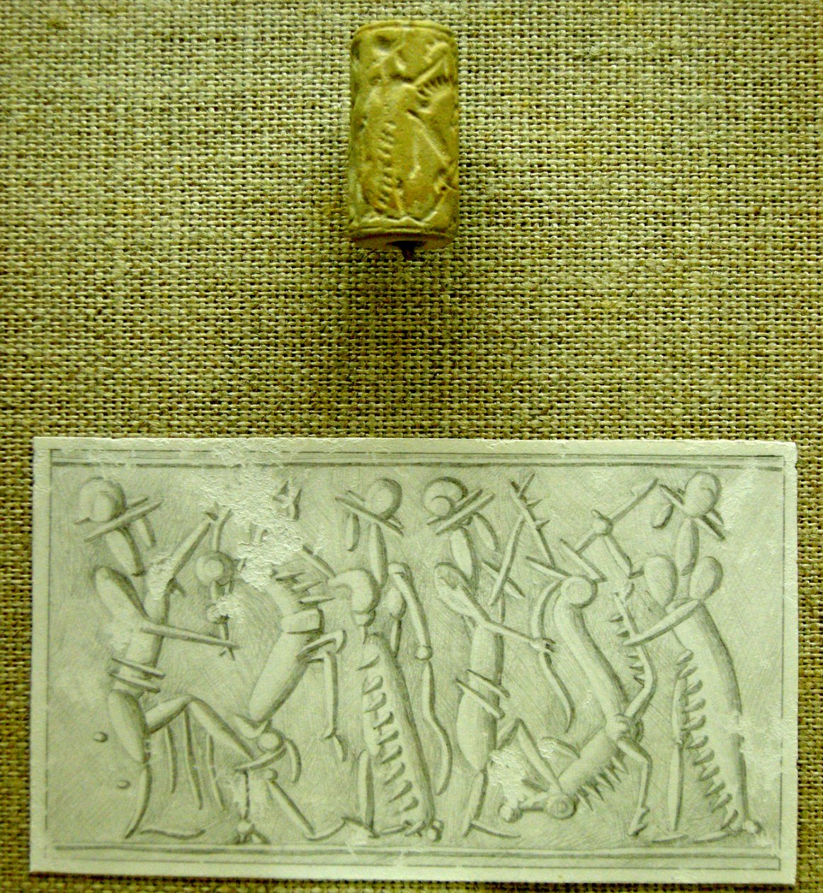 Cylinderforsegling med aftryk (fajance) af Mesopotamian