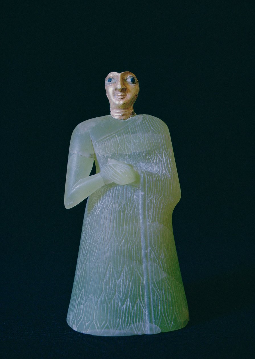 Kvindefigur, fra Nippur, ca. 2700 f.Kr. (gips og guld) af Mesopotamian