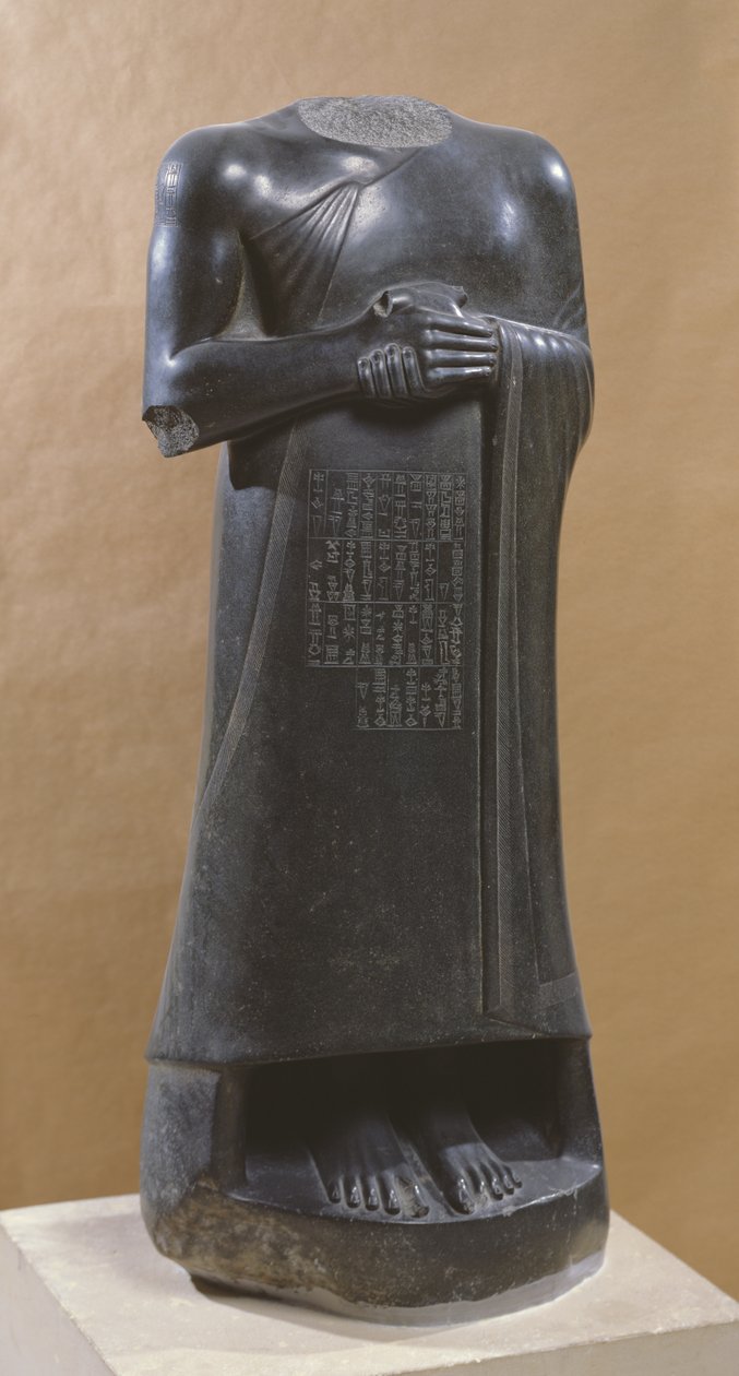 Gudea, prins af Lagash, stående (diorit) af Mesopotamian