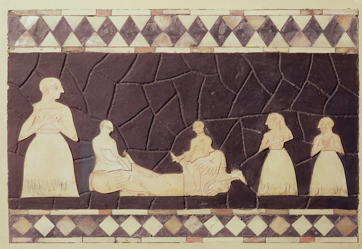 Offerscene (mosaik) af Mesopotamian