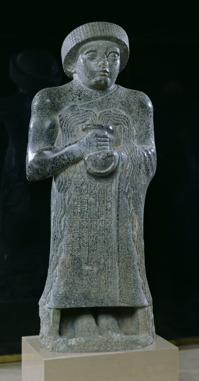 Statue af Prins Gudea, ca. 2150 f.Kr. (diorit) af Mesopotamian