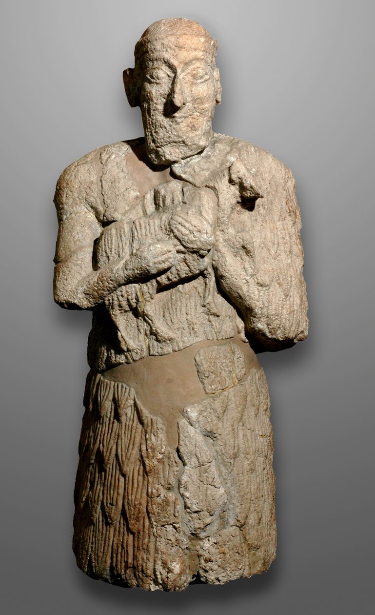 Statue af en mand, der bringer får, der skal ofres, Sumeria af Mesopotamian