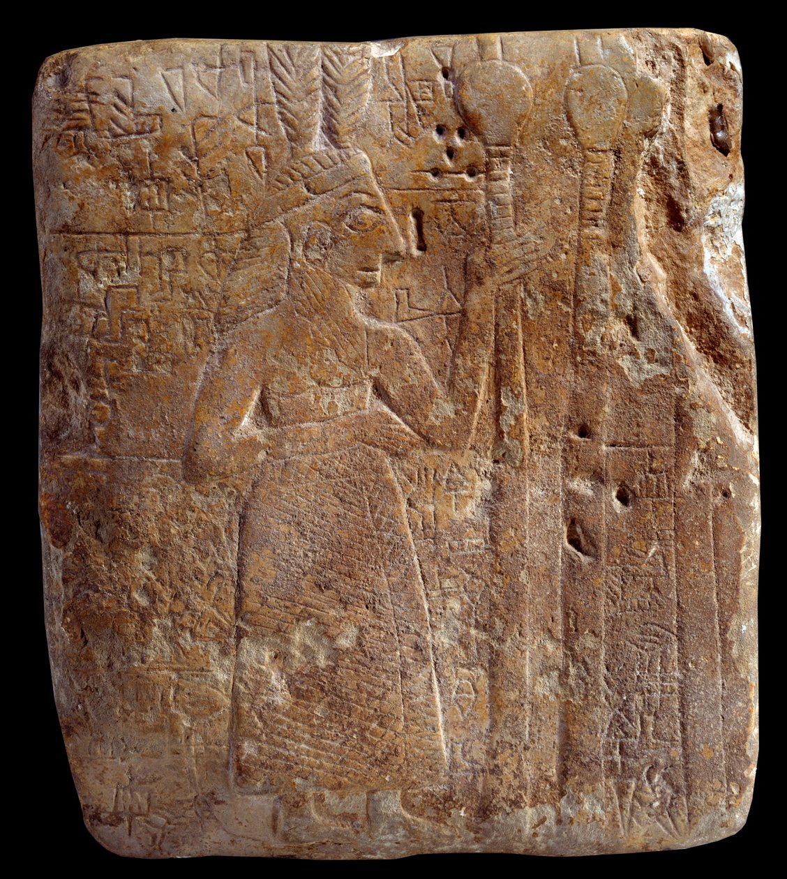 Mesopotamien. Art Sumer: karakter med fjer (ca. 2700 f.Kr.) stello antikke girsou arkaiske sumeriske periode - kalksten. Paris, Musée du Louvre af Mesopotamian Mesopotamian