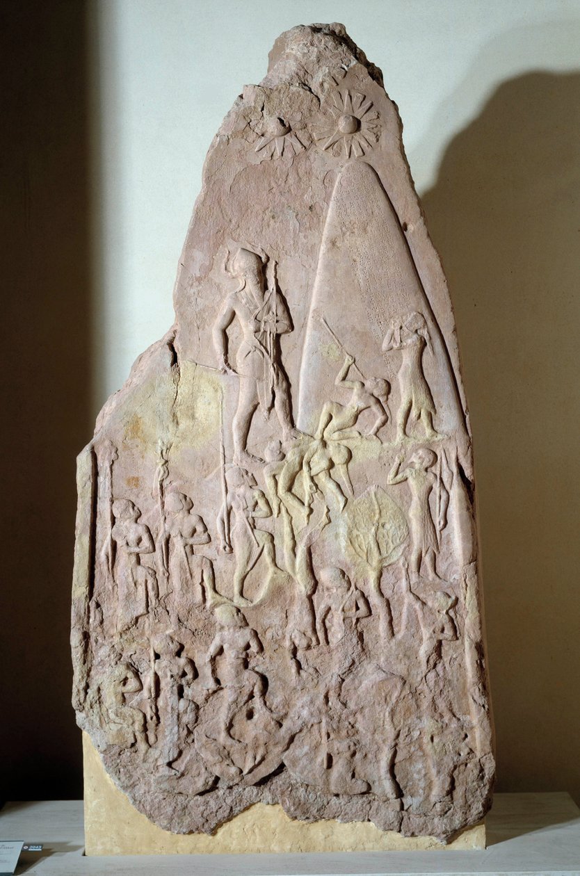 Mesopotamien: stele i rødt lys af Naram Sins sejr. Agade periode (omkring 2350-2200 f.Kr.). Fra Accad. Paris, Louvre-museet af Mesopotamian Mesopotamian