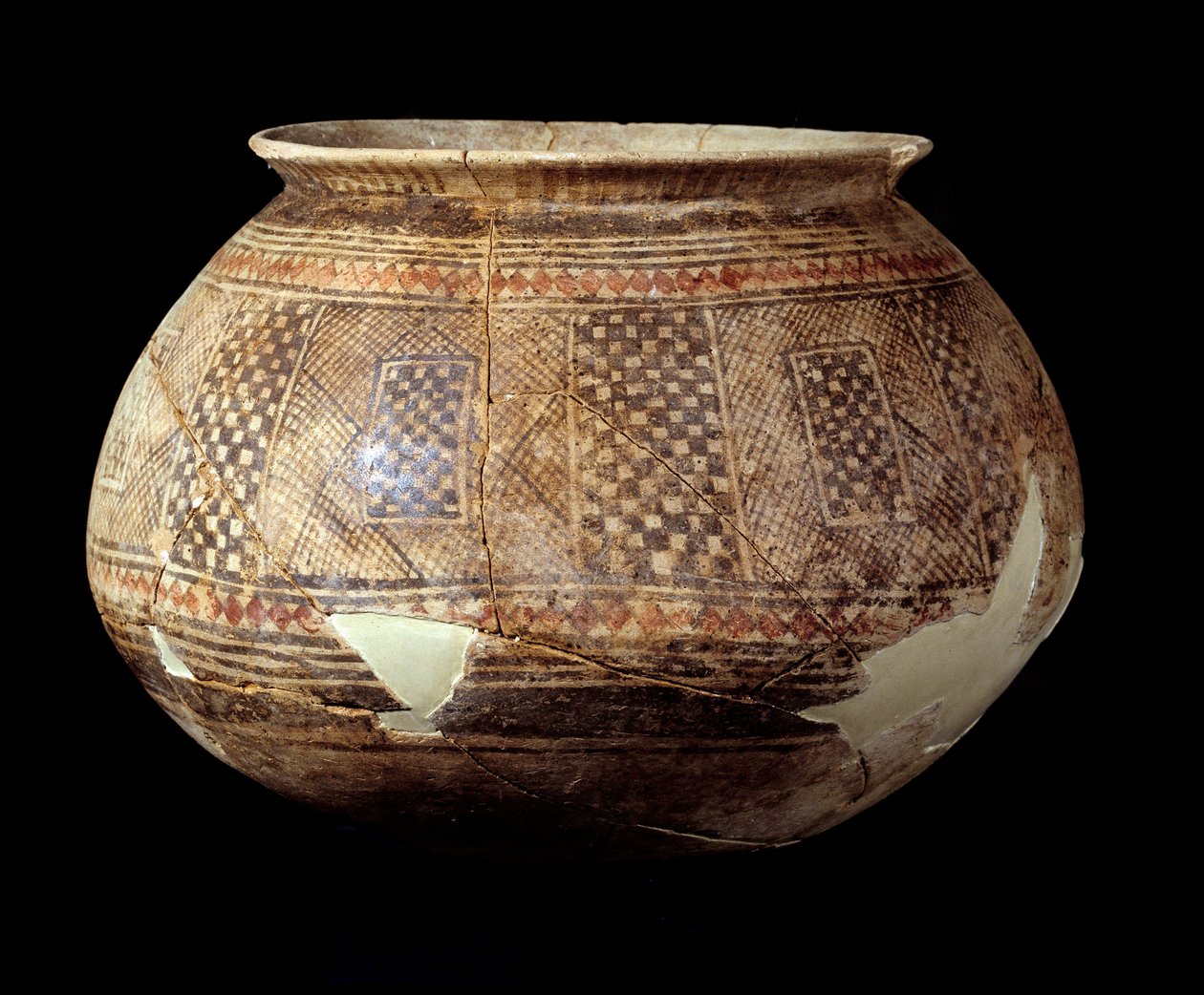 Orientalsk kunst: Vase med geometrisk indretning i stil med Halaf (terracotta, omkring 4500 f.Kr.) Mesopotamien eller det nordlige Syrien. Paris, Musée du Louvre af Mesopotamian Mesopotamian