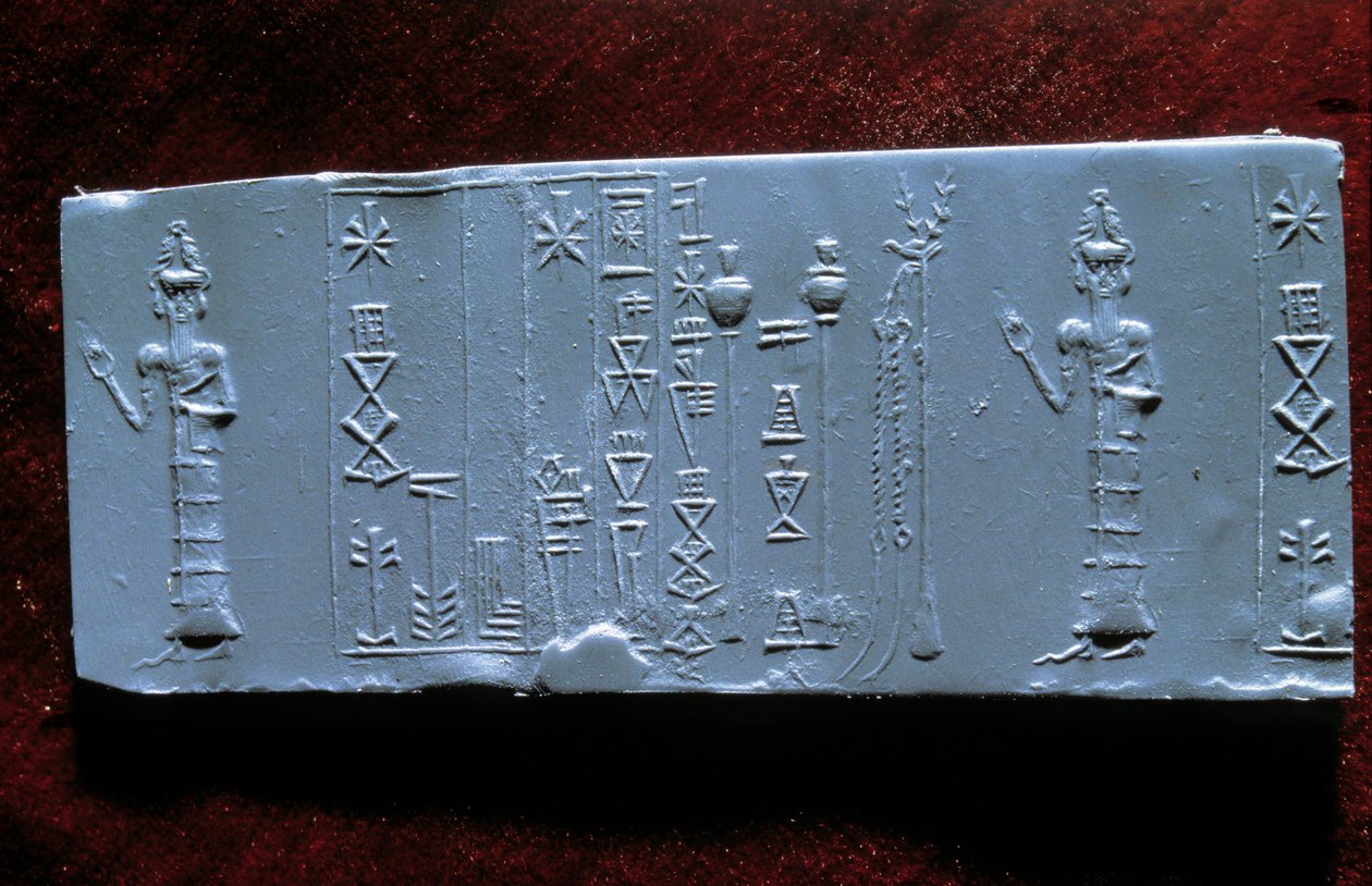 Orientalsk kunst: segl af lægen Ur-Lugal (Ur Lugal, 3. årtusinde f.Kr.), antikken fra Asien. Louvre-museet af Mesopotamian Mesopotamian