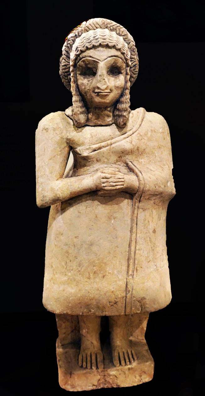 Statue af en kvindelig tilbeder i en enkel kjole, Khfajah, Mesopotamien, ca. 2650-2550 f.Kr. (gips) af Mesopotamian Mesopotamian
