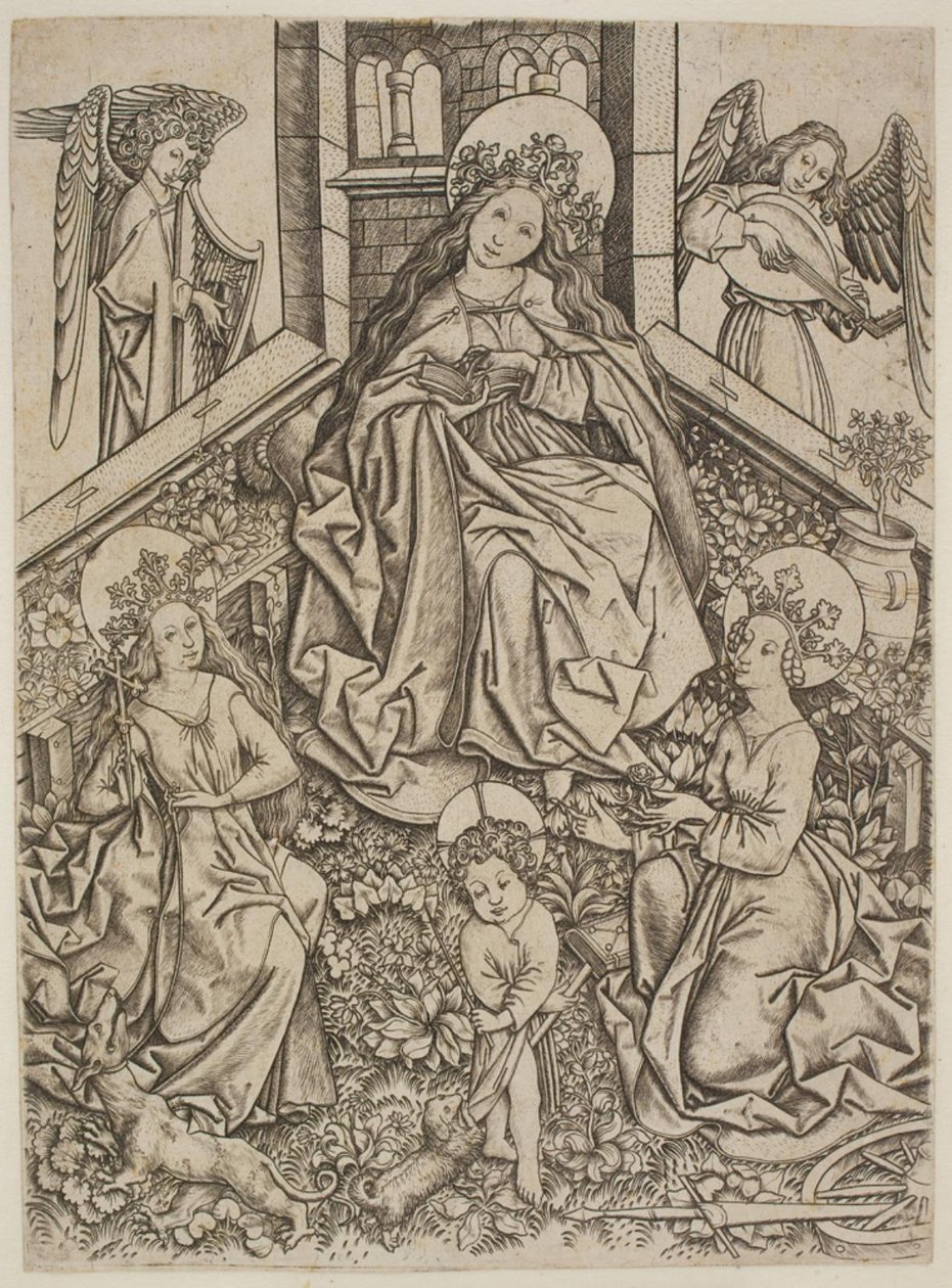 Maria med Jesusbarnet, Saint Margaret og Saint Catherine af Mester ES