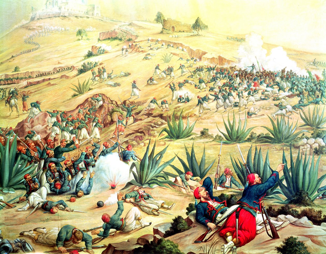 Slaget ved Puebla, 5. maj 1862 (olie) af Mexican School