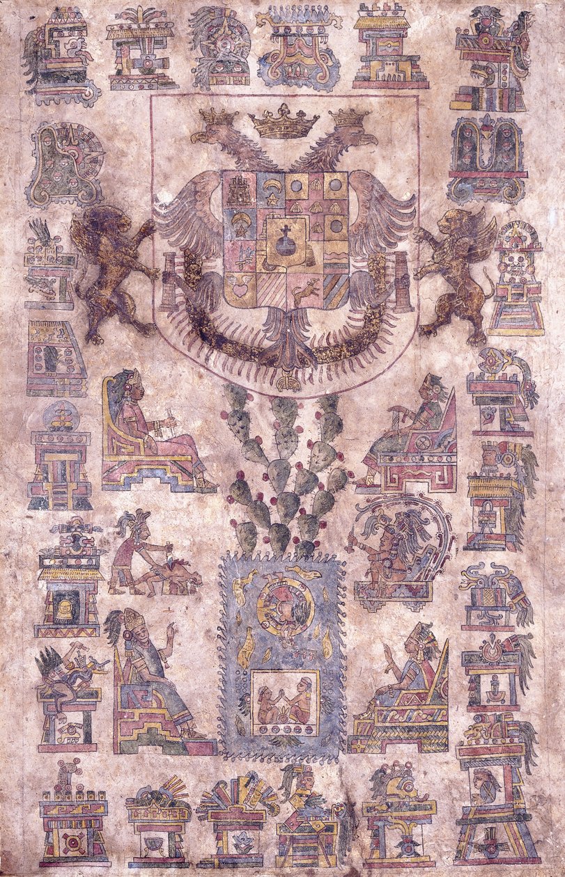 Et oplyst dokument fra Mexico, der viser vicekongen Sotomayors våbenskjold, ca. 1645 af Mexican School