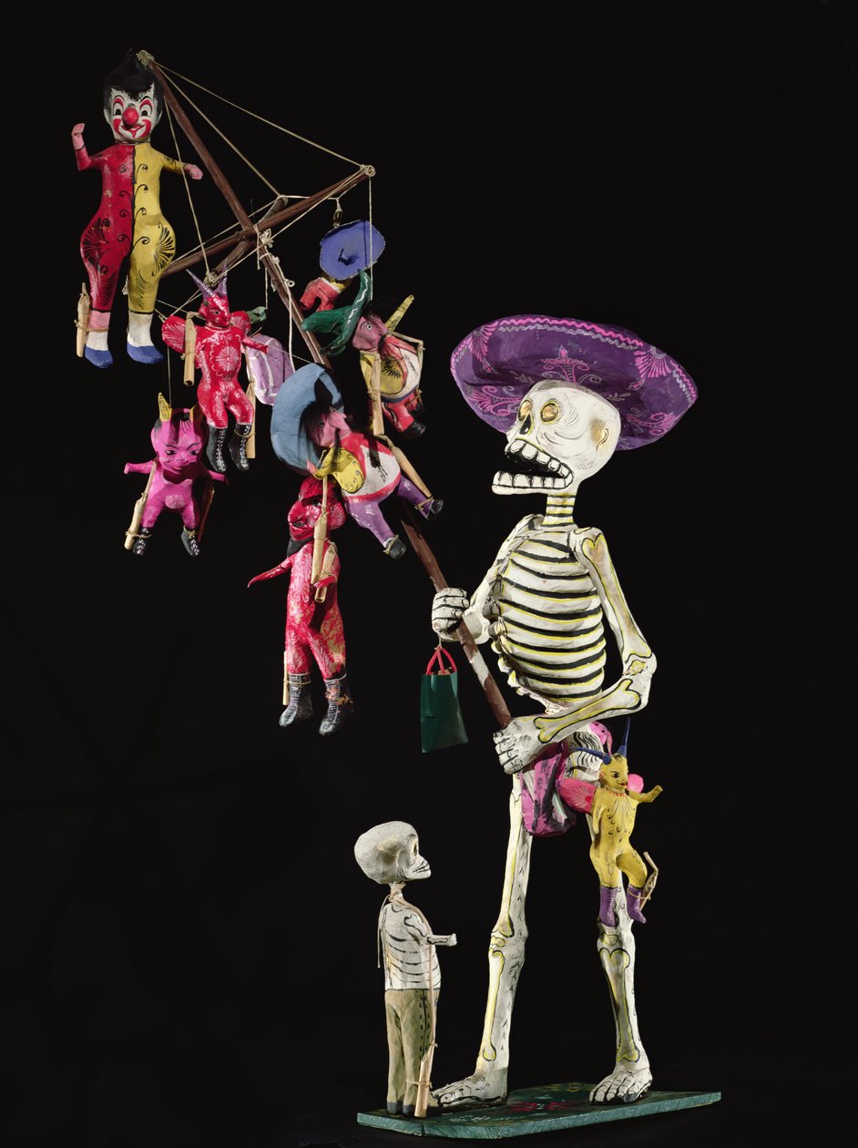 De dødes dag: Toy Peddler, fra Oaxaca (papier mache) af Mexican School