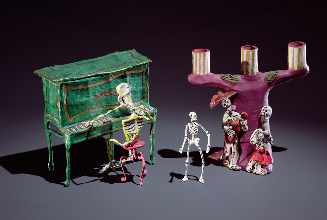 Day of the Dead figurerer som musikere (papier mache) (se 229288 for detaljer) af Mexican School