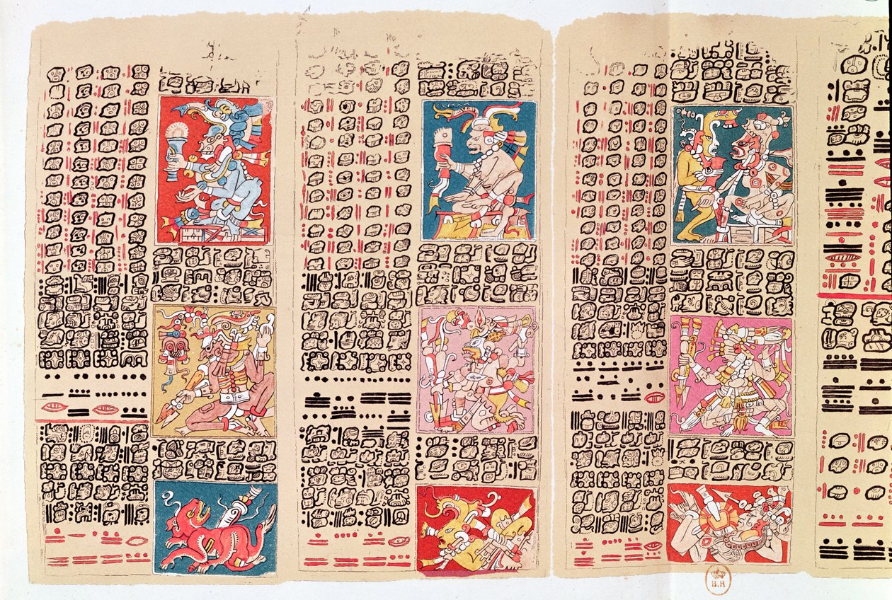 Faksimilekopi af en side af Dresden Codex (se også 82558) af Mexican School