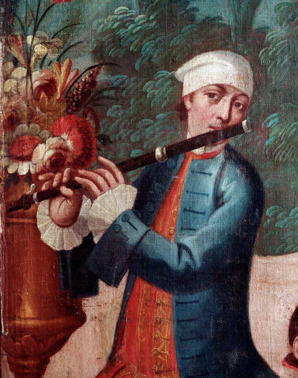 Fløjtespiller (Skærmdetalje, maleri af Mexican School