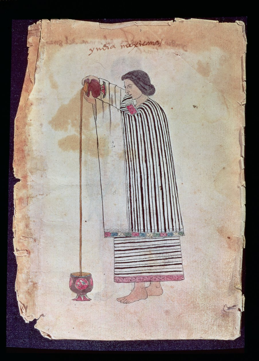 Mexicansk indisk tilbereder chokolade, fra Codex Tuleda, 1553 af Mexican School