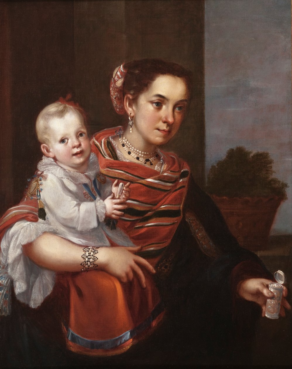 Morisca Woman and Albino Girl, ca. 1750 (olie på lærred) af Mexican School