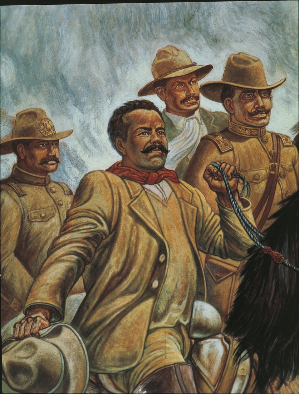 Pancho Villa i Zacatecas i 1910 (olie på plade) af Mexican School