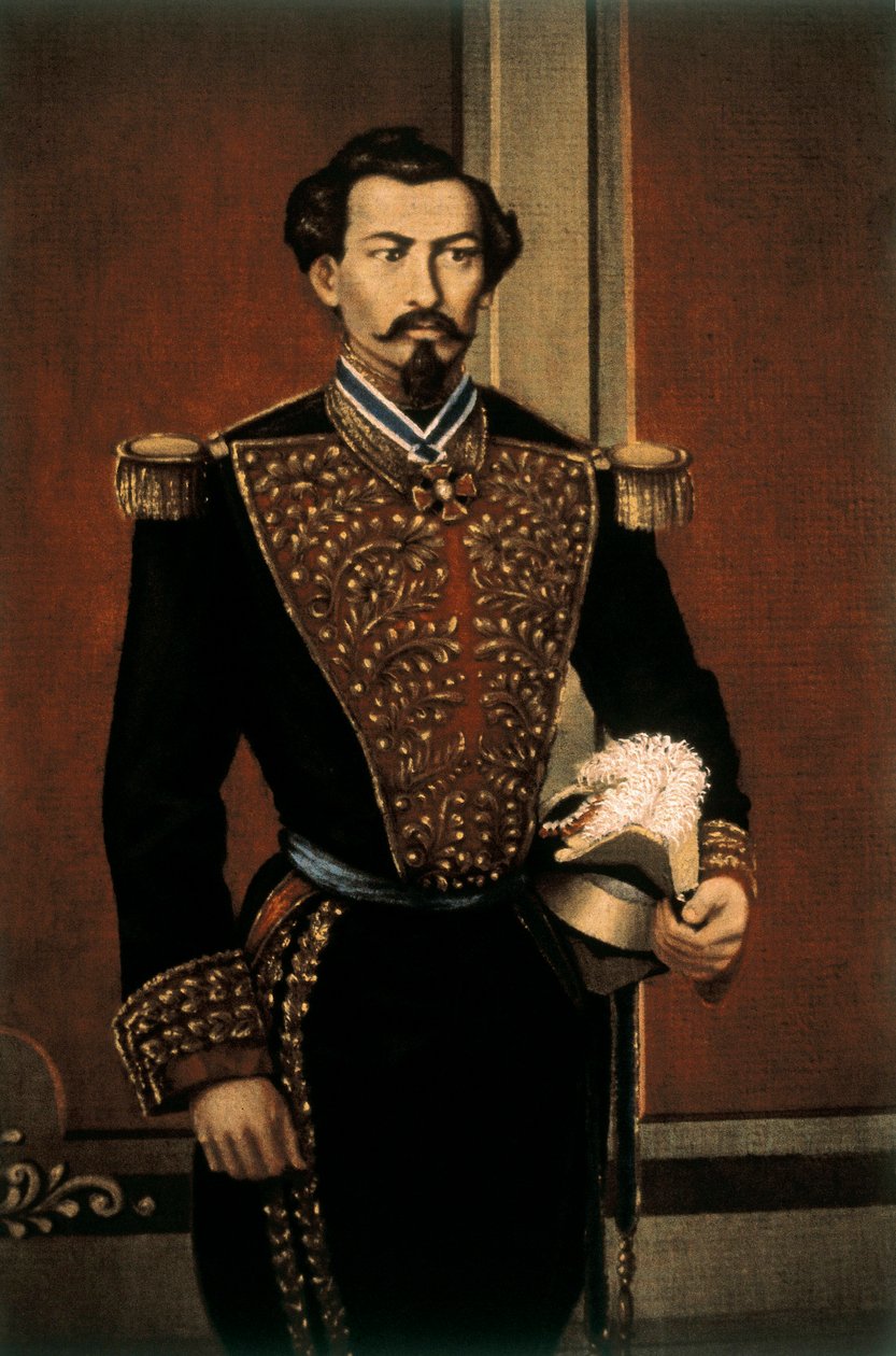 Portræt af Miguel MIRAMON (1831-1867), mexicansk general og politiker (olie på lærred) af Mexican School
