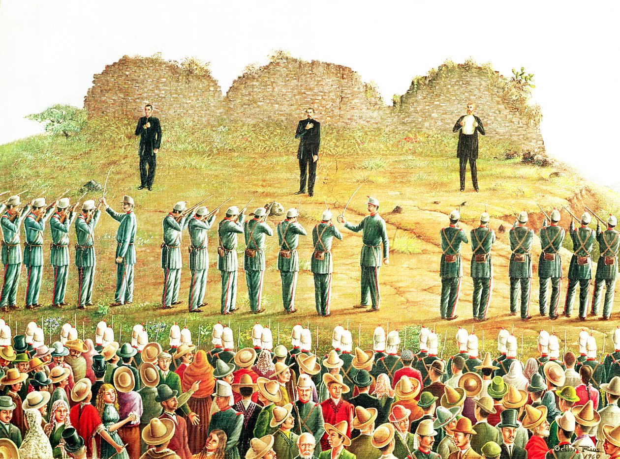 Henrettelsen af Maximilian I (1832-67) (olie på lærred) af Mexican School