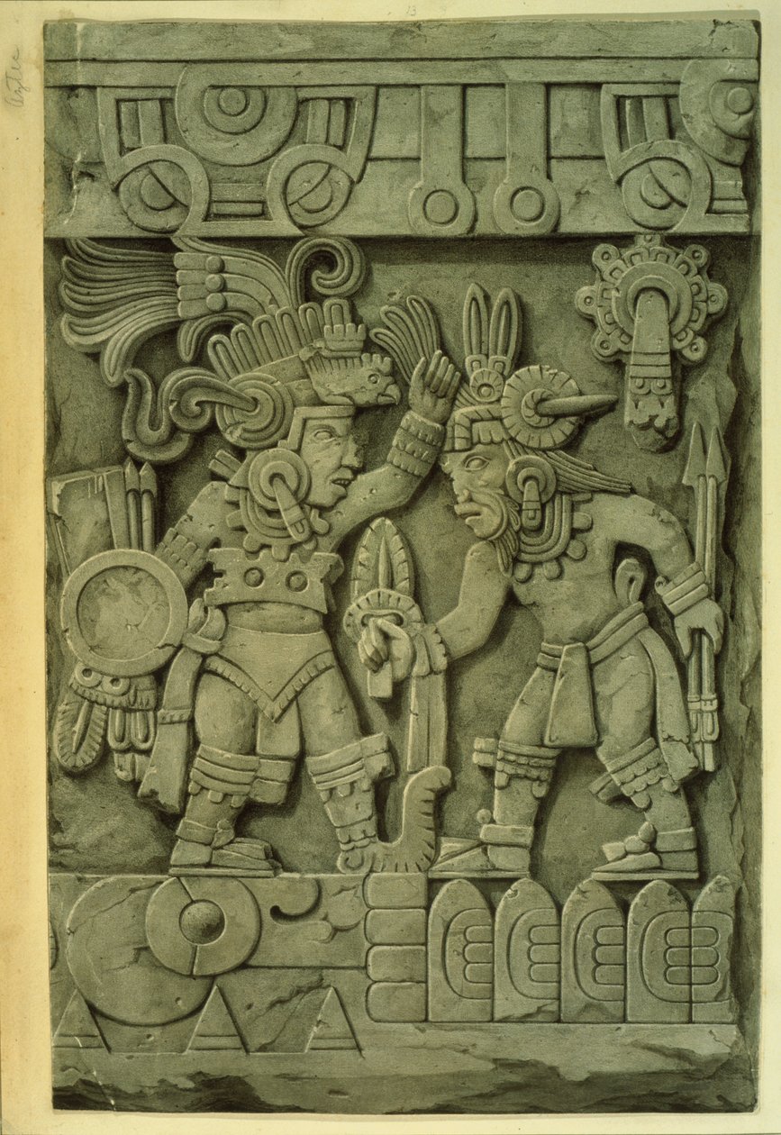 Tizocs sten (farvelitografi) af Mexican School