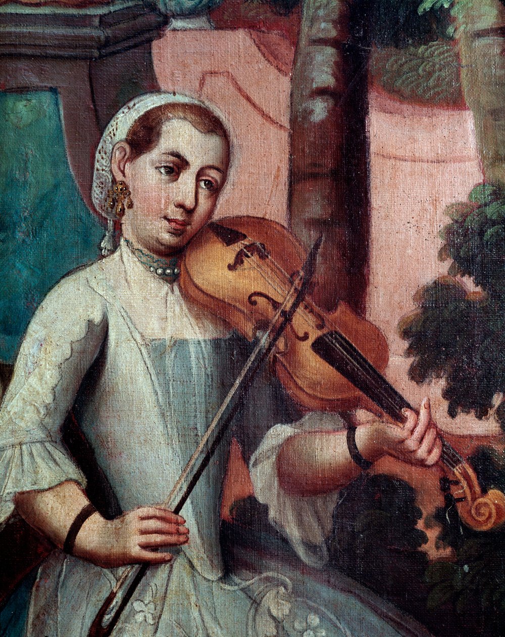 Violinspiller. Skærmdetalje (maleri af Mexican School